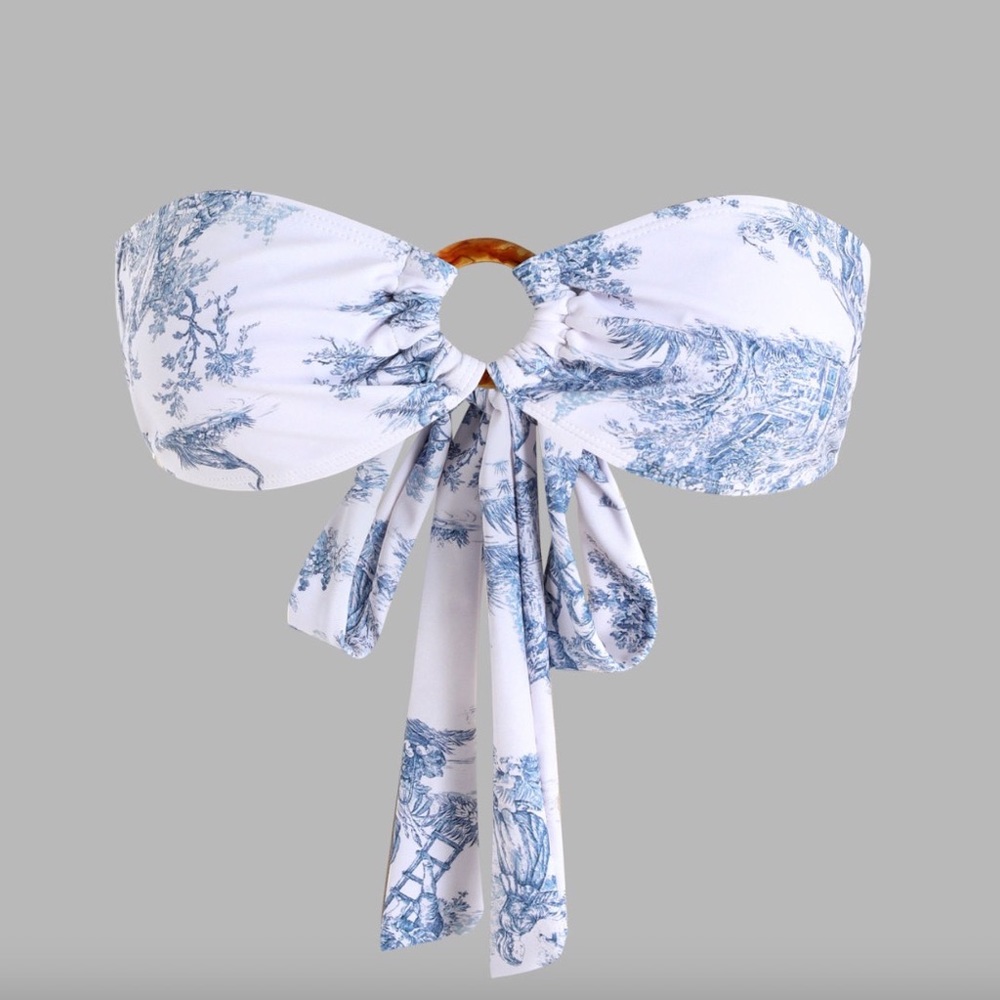 Toile strapless swimsuit